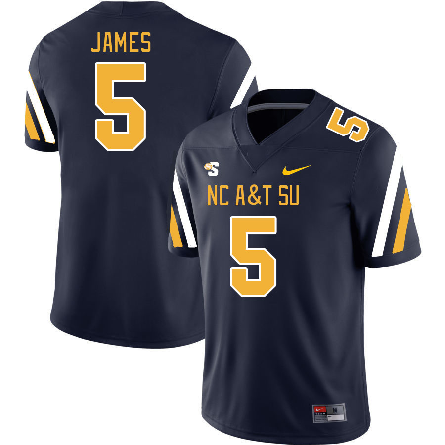 Men-Youth #5 Dylantae James North Carolina A&T Aggies 2023 College Football Jerseys Stitched-Blue